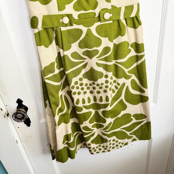 Tabitha Anthropologie Florida Room Green Patterned Retro Style Dress 2 Pencil - Picture 3 of 13